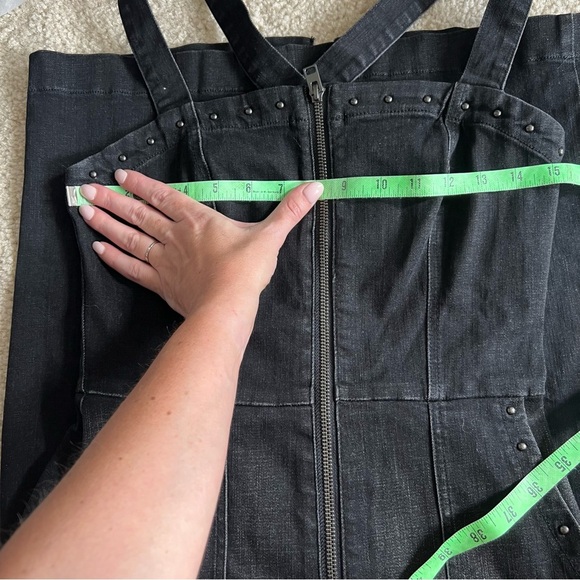 Level 99 Denim Dress with Stud Accents Criss Cross Back Black Small - Picture 6 of 7